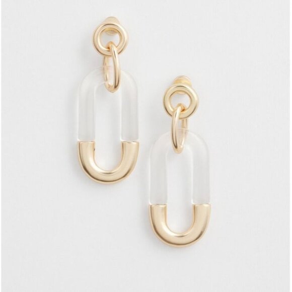 Chico's Jewelry - Chico's Earrings Neutral Link Lucite Gold Tone NWT Modern Artistic Coastal